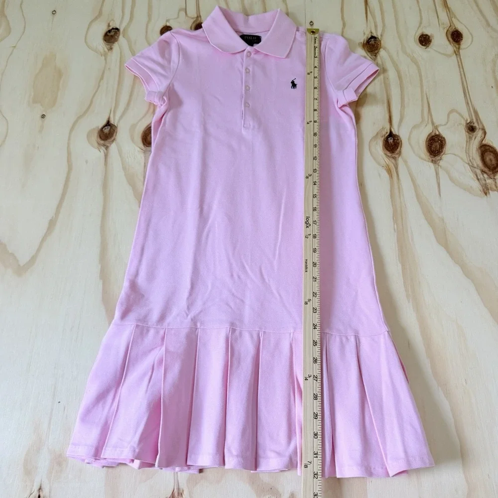 Ralph Lauren Girls Pink Polo Shirt Dress Size Large 12-14
